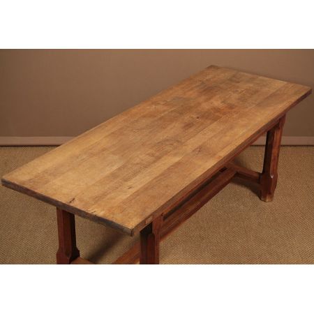 Antiker Eichenholz Landhaus Esstisch um 1890