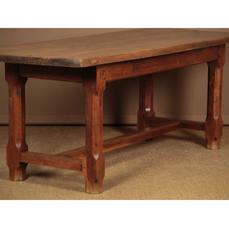 Antiker Eichenholz Landhaus Esstisch um 1890