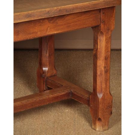 Antiker Eichenholz Landhaus Esstisch um 1890