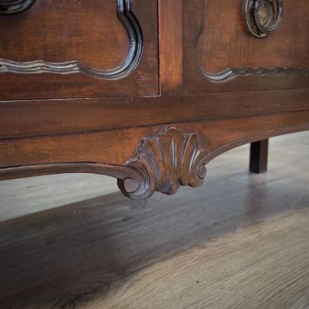 Große antike Mahagoni-Vitrine mit Schubladen