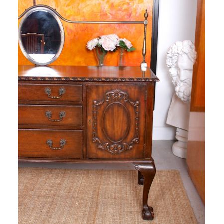 Antikes geschnitztes Mahagoni-Sideboard 