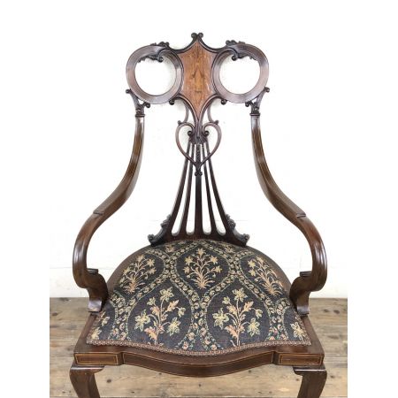 Antiker Inlaid Mahagoni Sessel im Art nouveau Stil