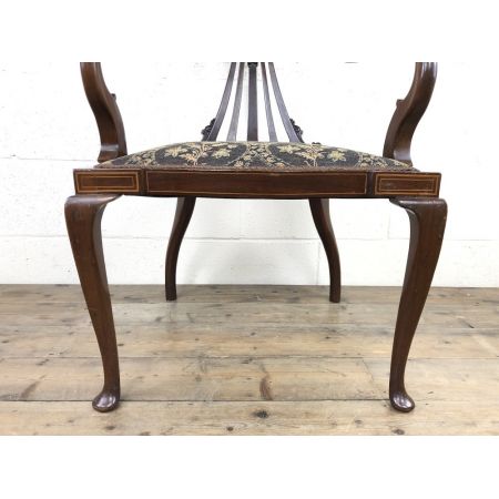 Antiker Inlaid Mahagoni Sessel im Art nouveau Stil