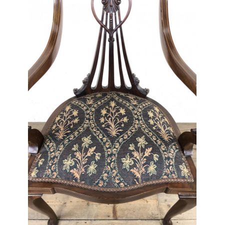 Antiker Inlaid Mahagoni Sessel im Art nouveau Stil