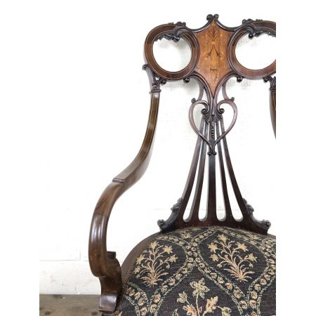 Antiker Inlaid Mahagoni Sessel im Art nouveau Stil