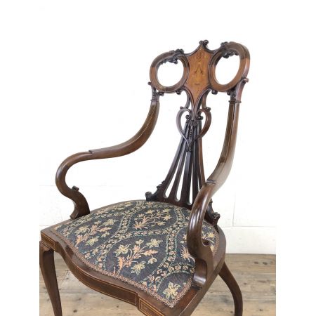 Antiker Inlaid Mahagoni Sessel im Art nouveau Stil