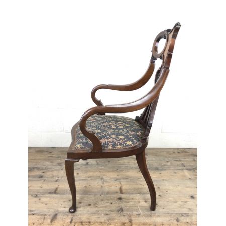 Antiker Inlaid Mahagoni Sessel im Art nouveau Stil