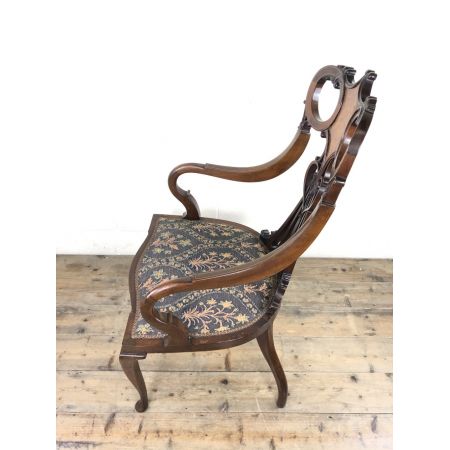 Antiker Inlaid Mahagoni Sessel im Art nouveau Stil