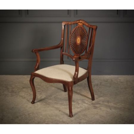 Antiker eingelegter Mahagonisessel