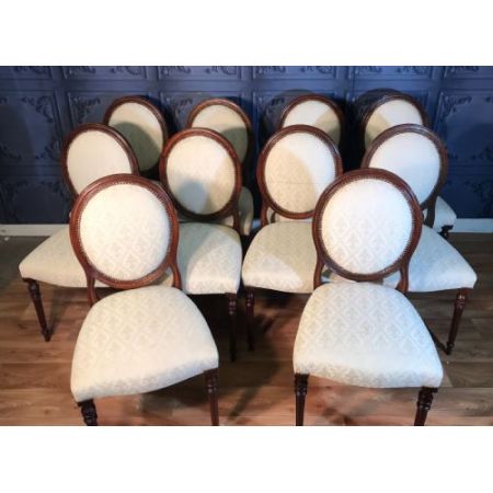 Satz von zehn Mahagoni-Esszimmerstühlen von 1930