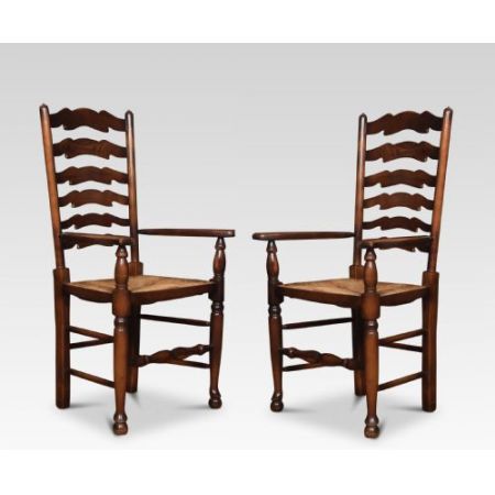 Antiker Satz von zehn Eichenholz Esszimmerstühlen