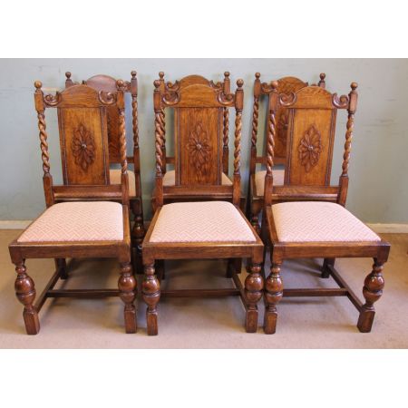 Antikes Set aus sechs Eichen-Esszimmerstühlen