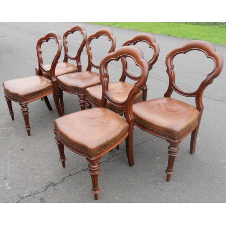 Antikes Set mit sechs Mahagoni-Esszimmerstühlen