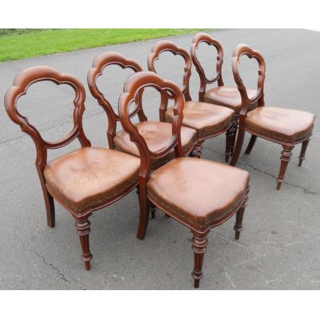 Antikes Set mit sechs Mahagoni-Esszimmerstühlen