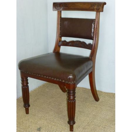 Antikes Set mit sechs gepolsterten Mahagoni Esszimmerstühle von Gilllows 