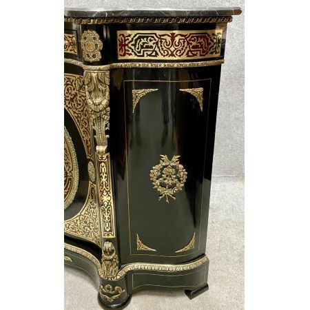 Antiker Beistellschrank im Louis-XVI.-Stil mit Marmorplatte 1920 