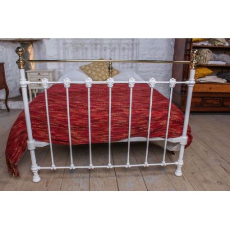 Antikes Queen-Size-Bett aus Messing viktorianisch
