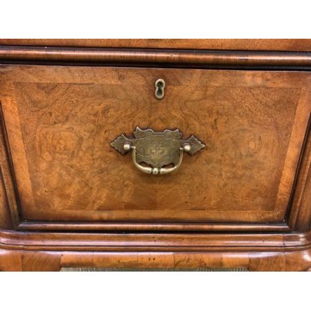 Antiker Englischer Schreibtisch, Partners' Desk, Schreibtisch im Queen Anne Stil, Massivholz Schreibtisch Eiche, Walnuss Wurzelholz Schreibtisch