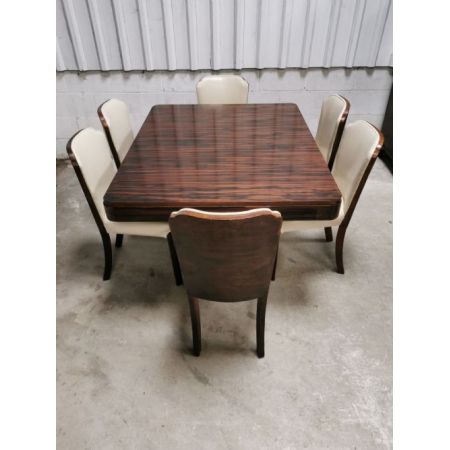 Antiker Art Deco Esstisch aus hochwertigstem Coromandelholz