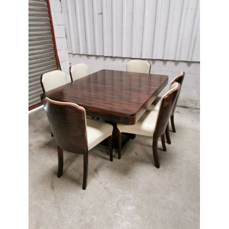 Antiker Art Deco Esstisch aus hochwertigstem Coromandelholz