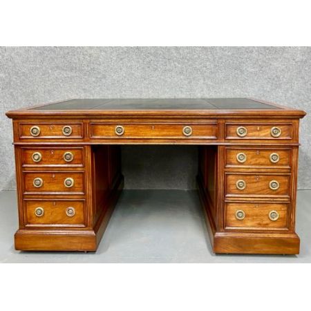 Pedestal Partners Desk in Mahagoni Massivholz victorian antik 1890