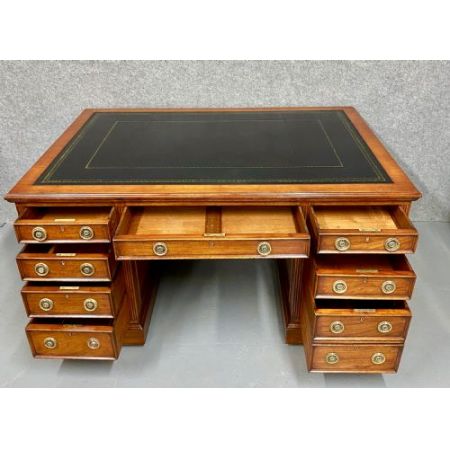 Pedestal Partners Desk in Mahagoni Massivholz victorian antik 1890