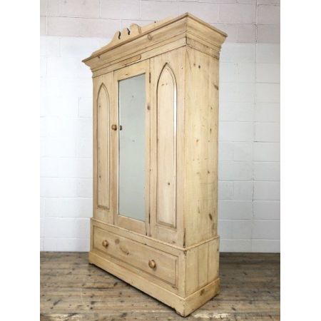 Antike Kiefernholz Kommode mit Spiegel