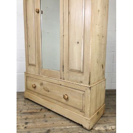 Antike Kiefernholz Kommode mit Spiegel