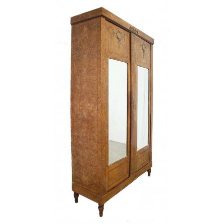 Französischer Empire Kleiderschrank aus Vogelaugenahorn