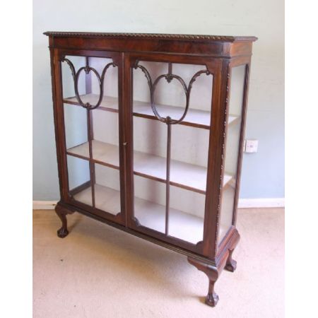 antike Vitrine aus Mahagoniglas