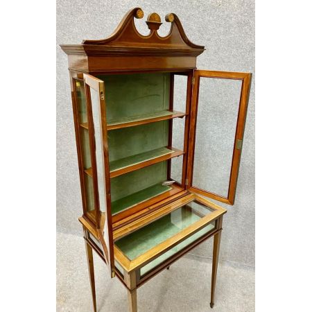Edwardianisches Bijouterie Vitrine mit Intarsien
