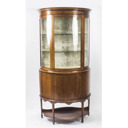 Antike edwardianische Halbmond-Glasitrine 