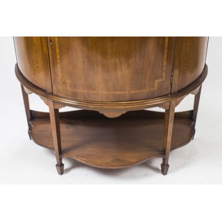 Antike edwardianische Halbmond-Glasitrine 