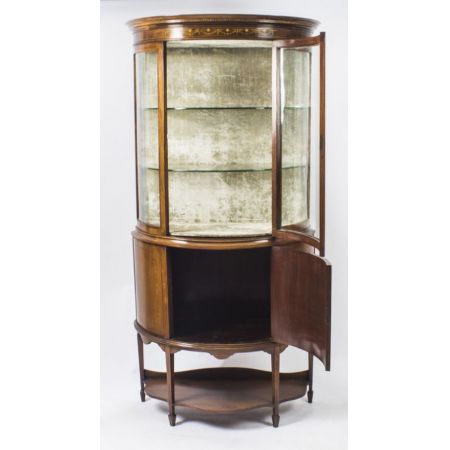 Antike edwardianische Halbmond-Glasitrine 