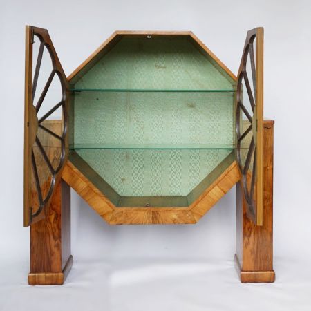 Achteckige Art-Deco-Vitrine