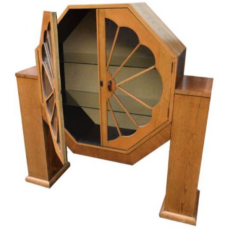 Seltene blonde Art Deco Vitrine aus 1930