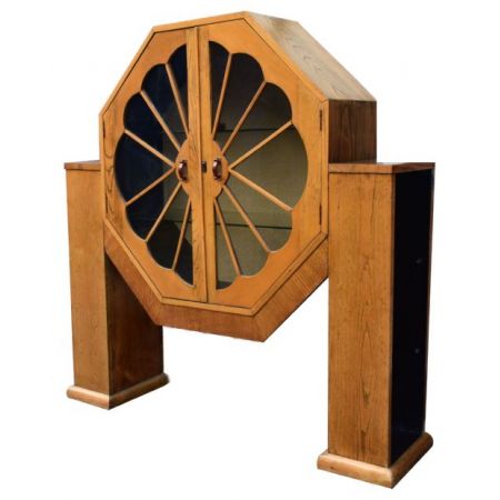 Seltene blonde Art Deco Vitrine aus 1930