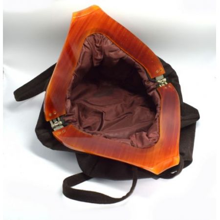 Art-Deco-Bakelit-Slouch-Damentasche aus Wolle und Katalin