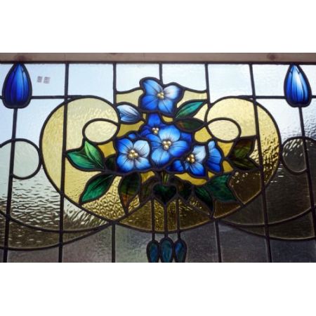 Antikes Buntglasfenster mit Blumenmotiv 1910