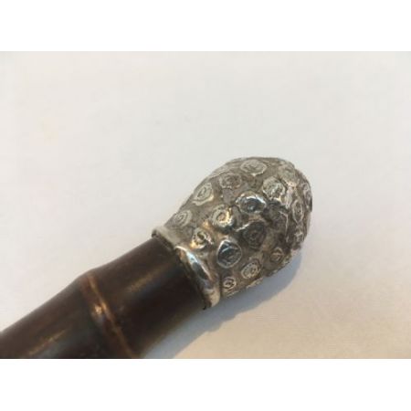 Antiker faux bamboo Malacca sword stick, Gehstock mit Silbergriff London 1886