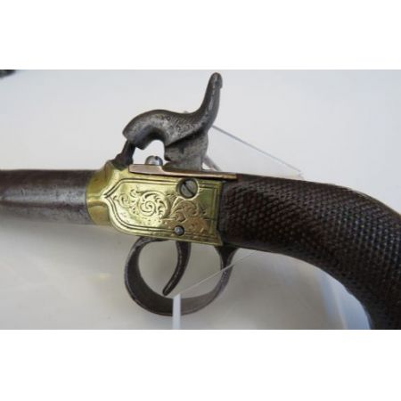 Percussion Taschenpistole mit floraler Gravur 1850