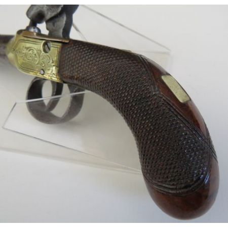 Percussion Taschenpistole mit floraler Gravur 1850