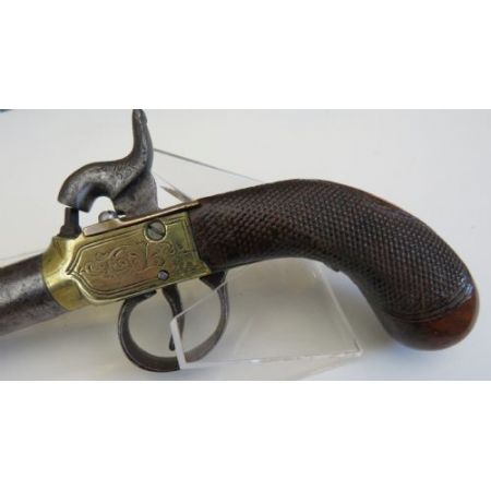 Percussion Taschenpistole mit floraler Gravur 1850