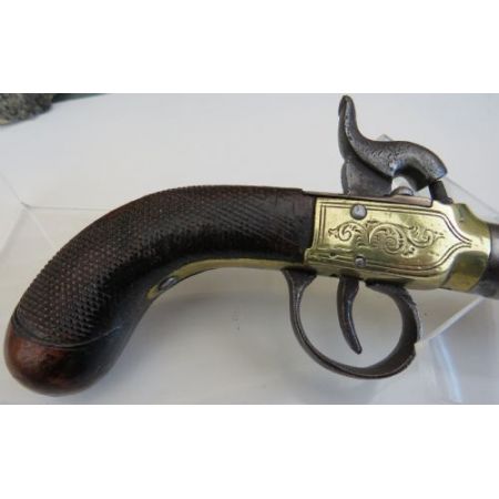 Percussion Taschenpistole mit floraler Gravur 1850