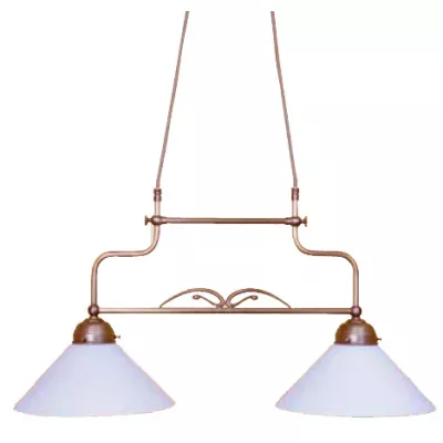 Deckenleuchte mit Messingzierteilen und goldfarbenem Textilkabel