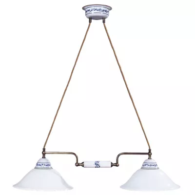 Pendelleuchte Blakendeckenleuchte mit Verzierung Keramik 55 cm 