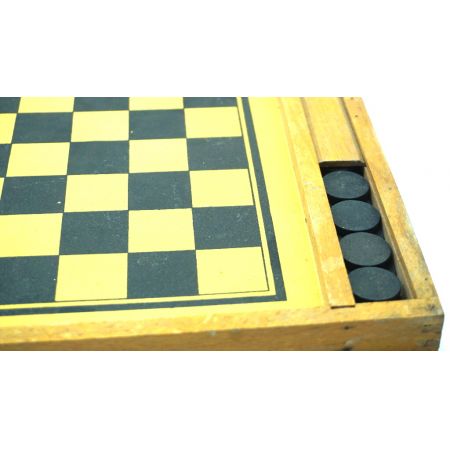 Damespiel  vintage Holzkasten mit Steinen