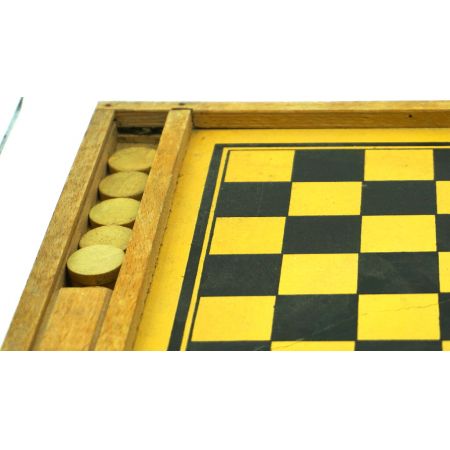 Damespiel  vintage Holzkasten mit Steinen