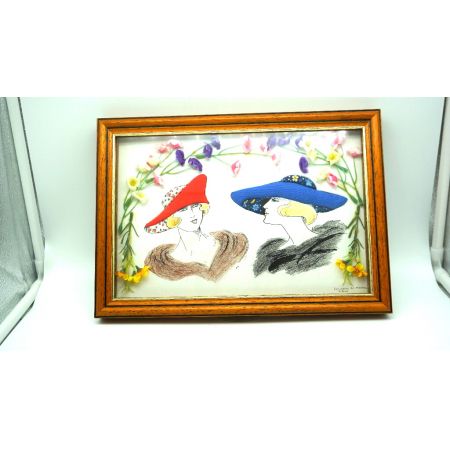 Damenköpfe 20er Jahre Motiv im Holzrahmen  