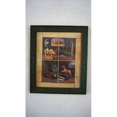 Antikes Bild Kinderzimmer mit grünem Rahmen